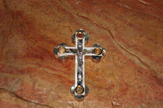 Silver cross at Stone of Anointing