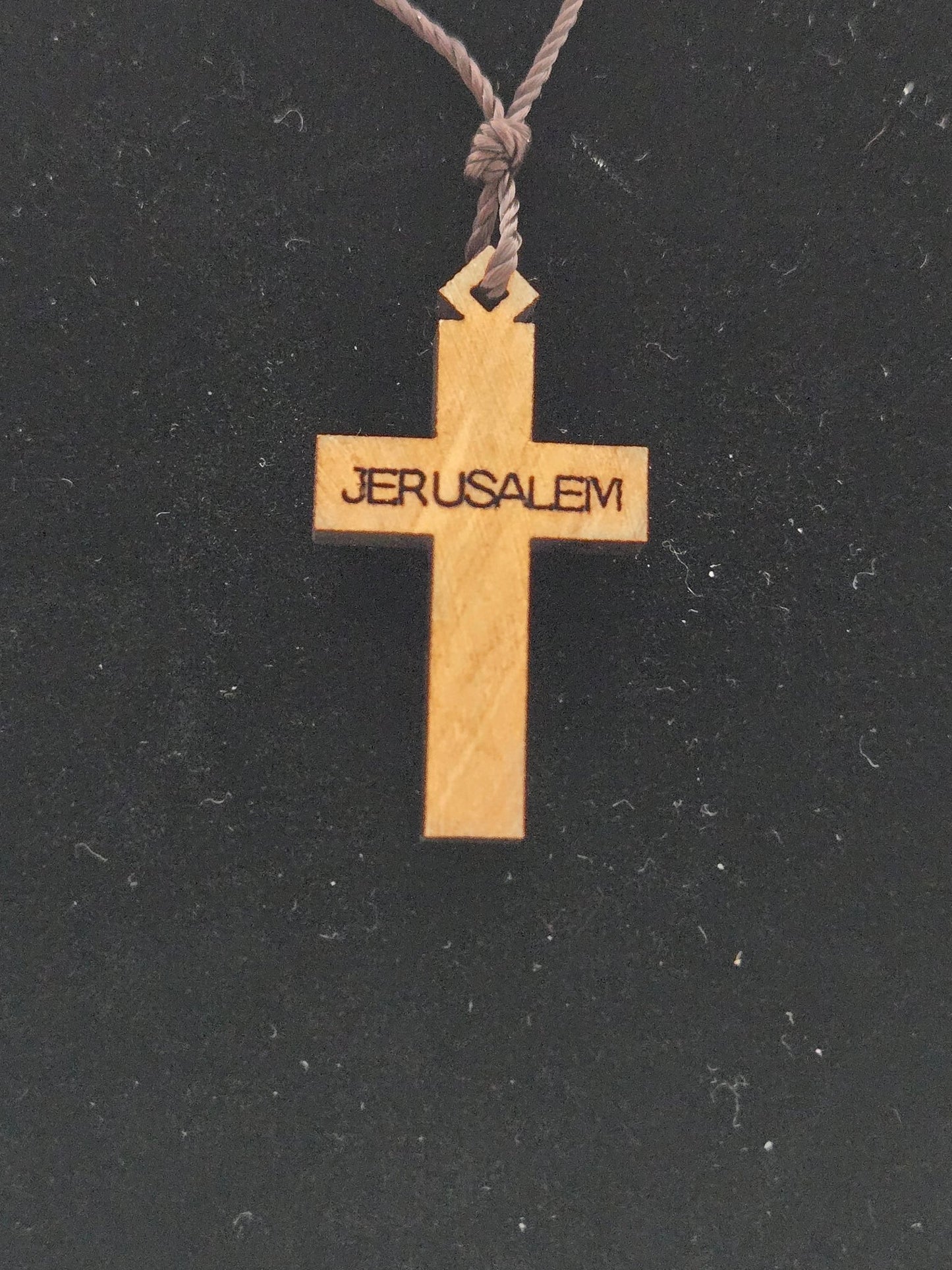 Authentic Olive Wood Cross Pendant - Jerusalem Carved Necklace - Christian Crafts