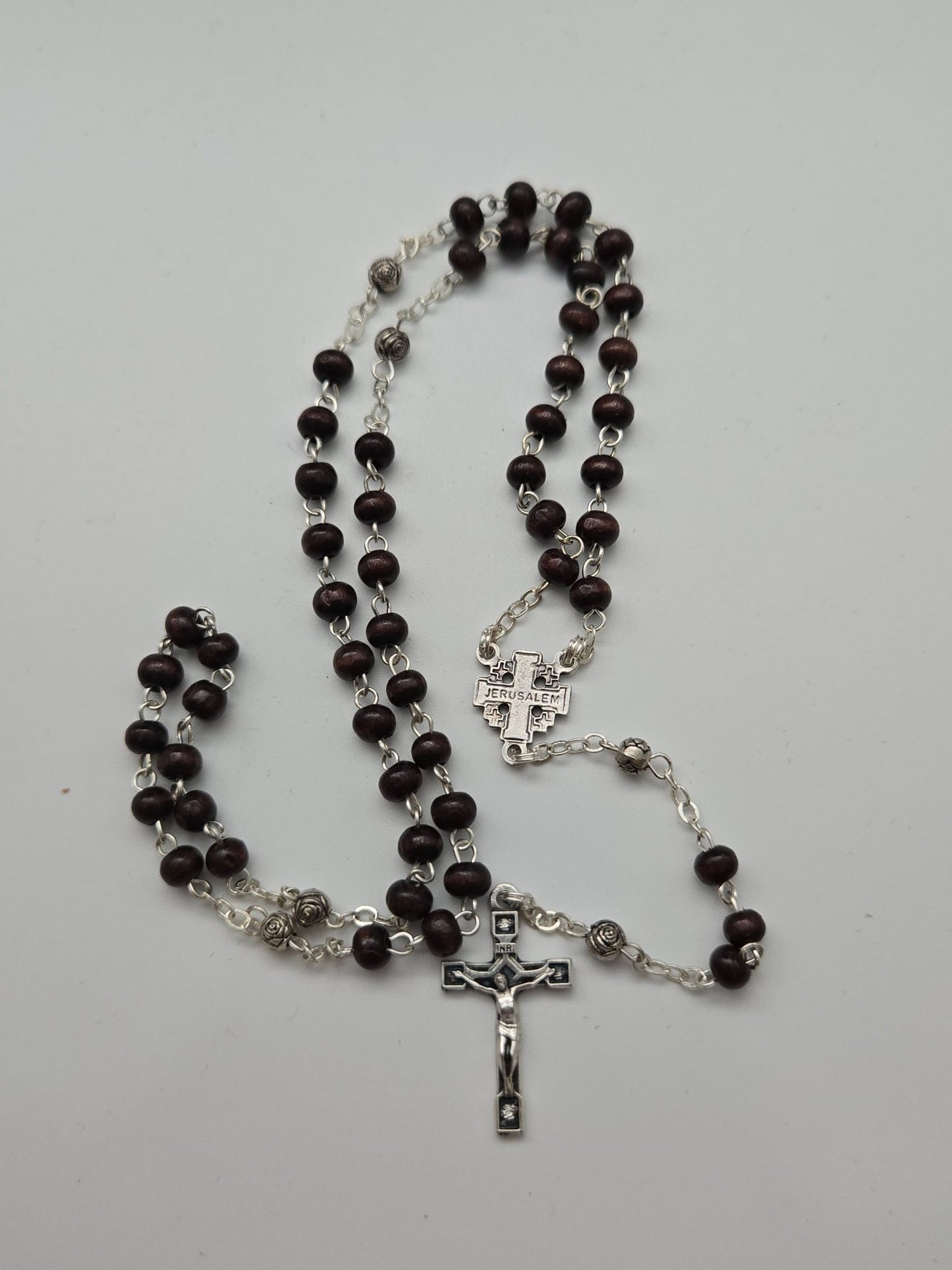 Dark Olive Wood Rosary - Artisanal Devotional Piece from the Holy Land - Christian Crafts