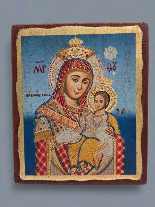Exquisite Virgin Mary Icon: Handcrafted in the Holy Land - Christian Crafts