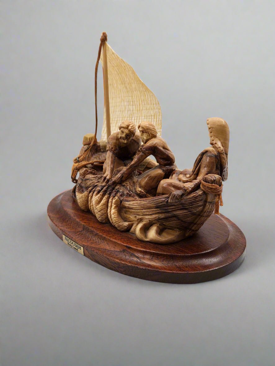 Hand - Carved Olive Wood 'Jesus the Fisherman' Statue from the Holy Land (The Fisherman) - Christian Crafts