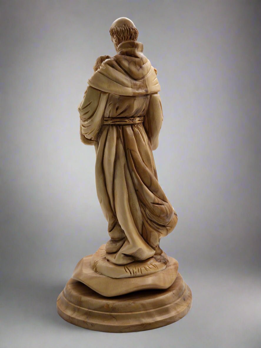 Hand - Carved Olive Wood St. Peter with Jesus Statue from Bethlehem - Christian Crafts