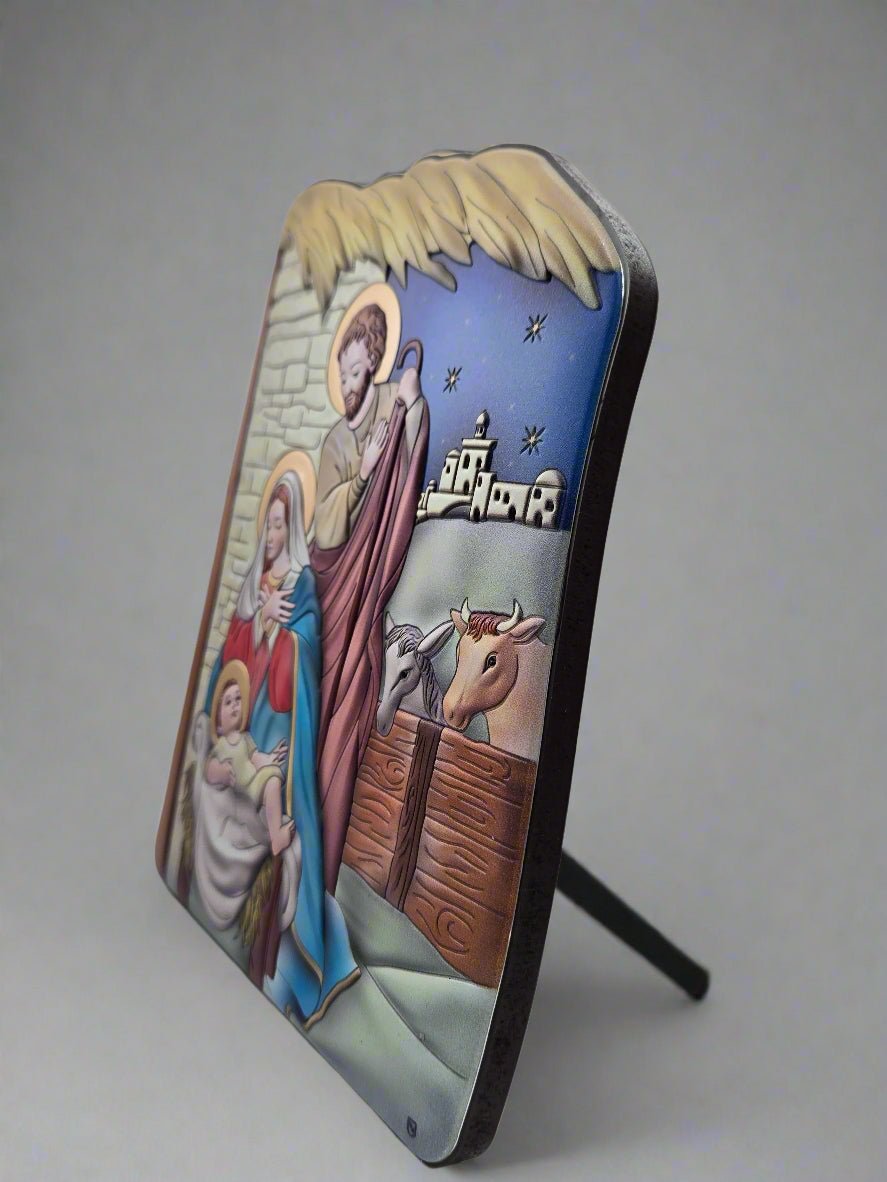 Handcrafted Holy Land Nativity Icon - Ceramic & Wood - Christian Crafts