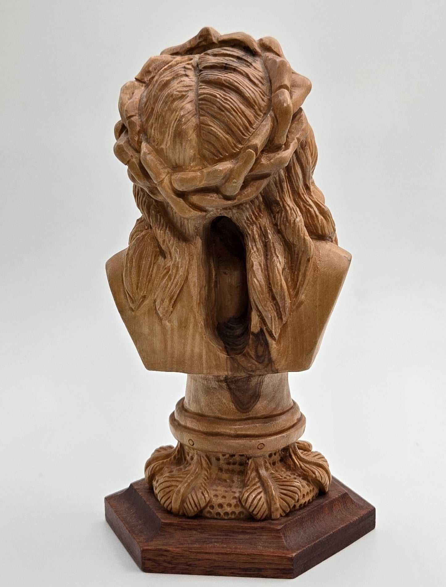 Handcrafted Olive Wood Jesus Bust with Crown of Thorns (The FACE) - Christian Crafts