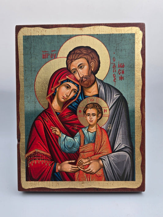 Holy Family Icon - Handcrafted in the Holy Land with Golden Plating - Christian Crafts