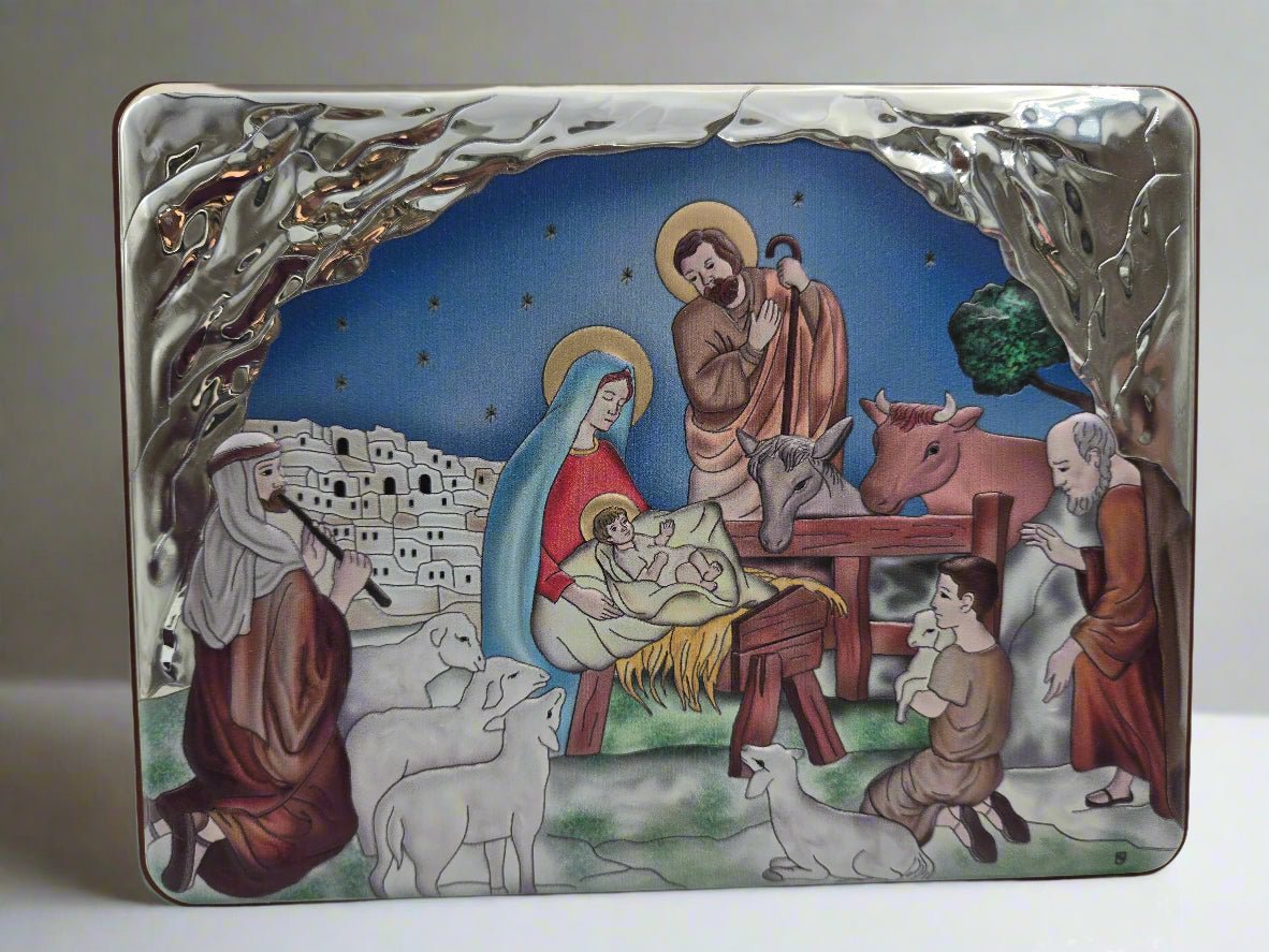 Holy Land Nativity Icon with Silver Accents - Christian Crafts