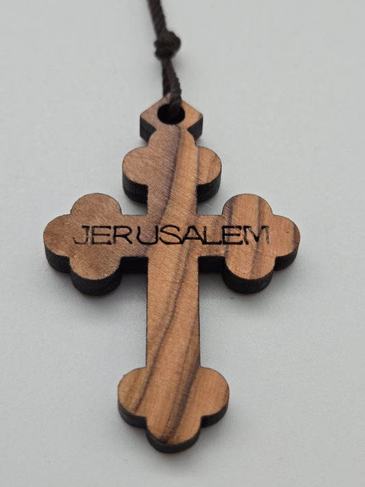 Jerusalem Olive Wood Cross Pendant - Simple and beautiful - Christian Crafts