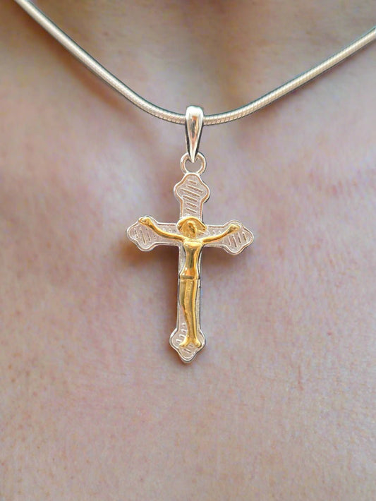JRL20 - simple cross with gold plated Jesus - Christian Crafts