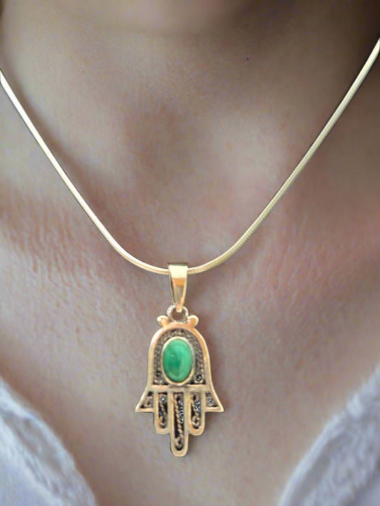 JRL21 - khamsa with eilat stone - Christian Crafts