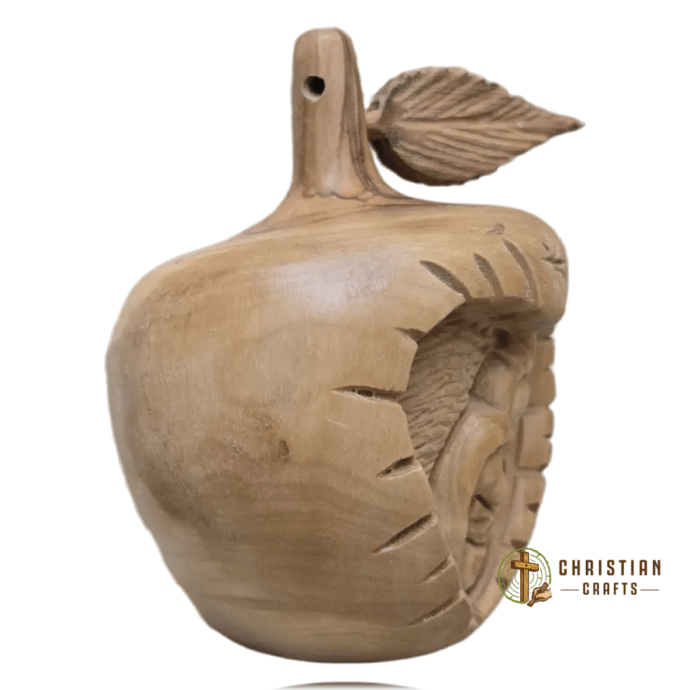 Olive Wood “Apple” Nativity Ornament — Hand - Carved Holy Family Keepsake - Christian Crafts