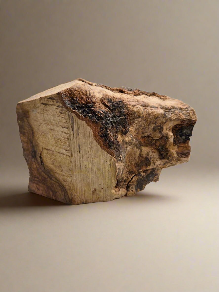 Olive Wood Holy Family Nativity Cave — Rustic Bark Crèche Sculpture - Christian Crafts