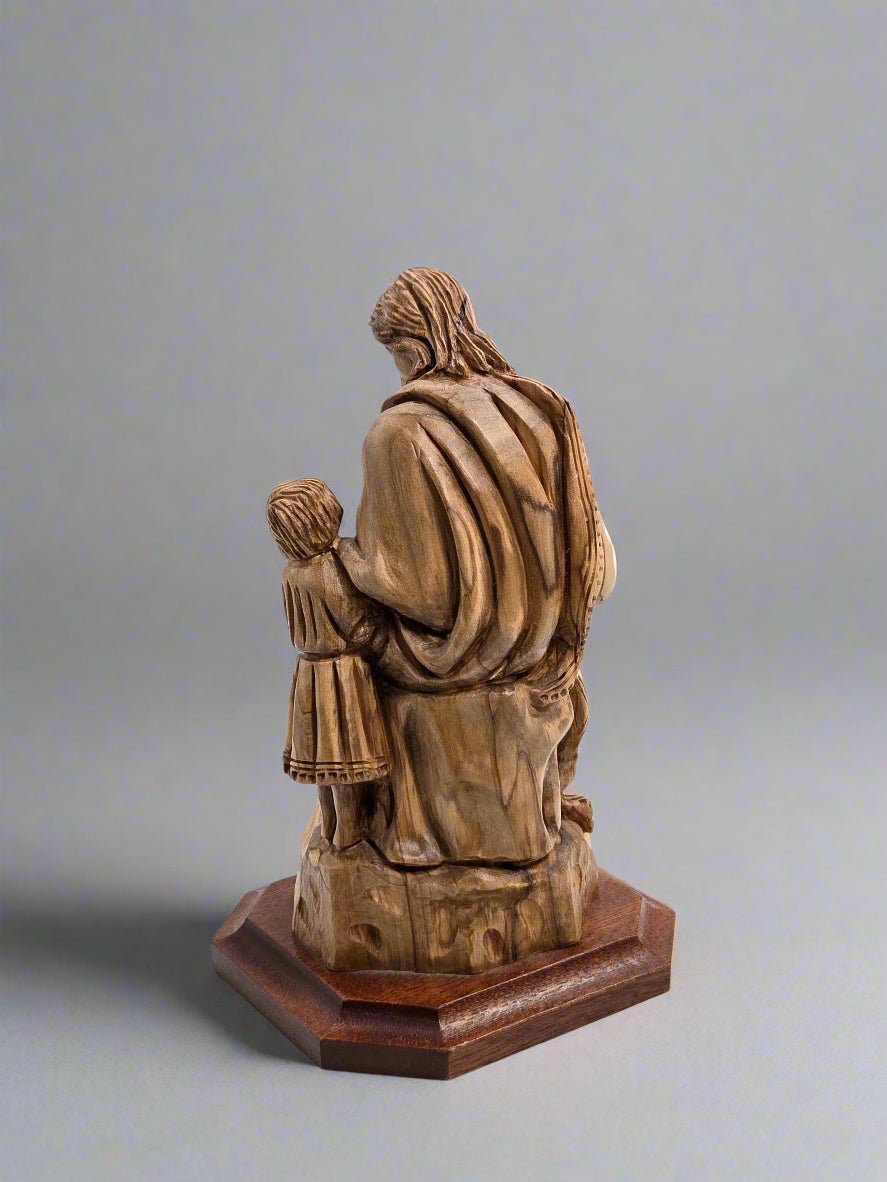 Olive Wood 'Jesus Blesses the Children' Holy Land Figurine - Christian Crafts