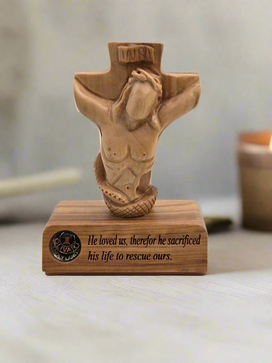 Olive Wood Jesus Figure - Handcrafted in Holy Land (Faceless) - Christian Crafts