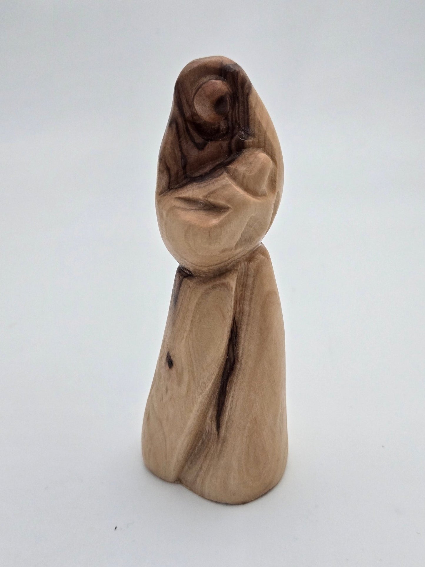 Olive Wood 'Merry Carrying Jesus' Sculpture (Faceless) - Christian Crafts