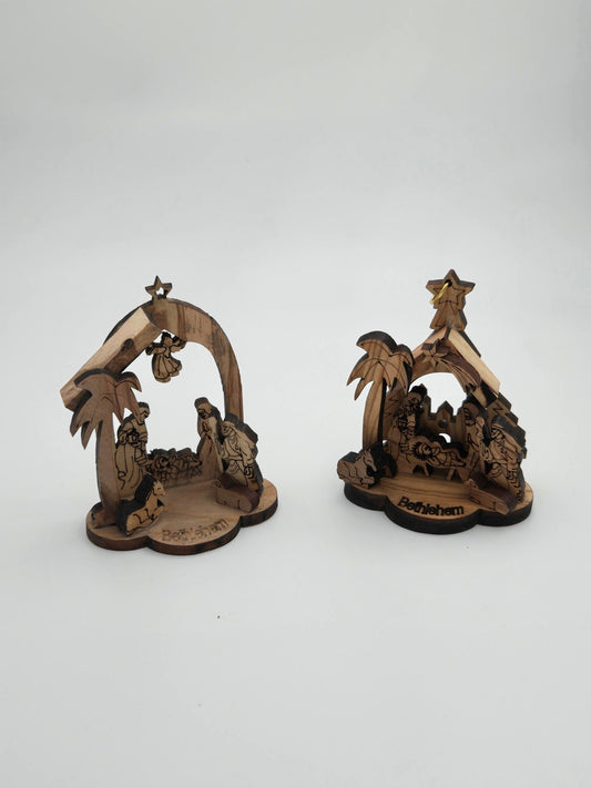 Olive Wood Mini Nativity Duo Bundle — Bethlehem (Set of 2, Desk & Home) - Christian Crafts