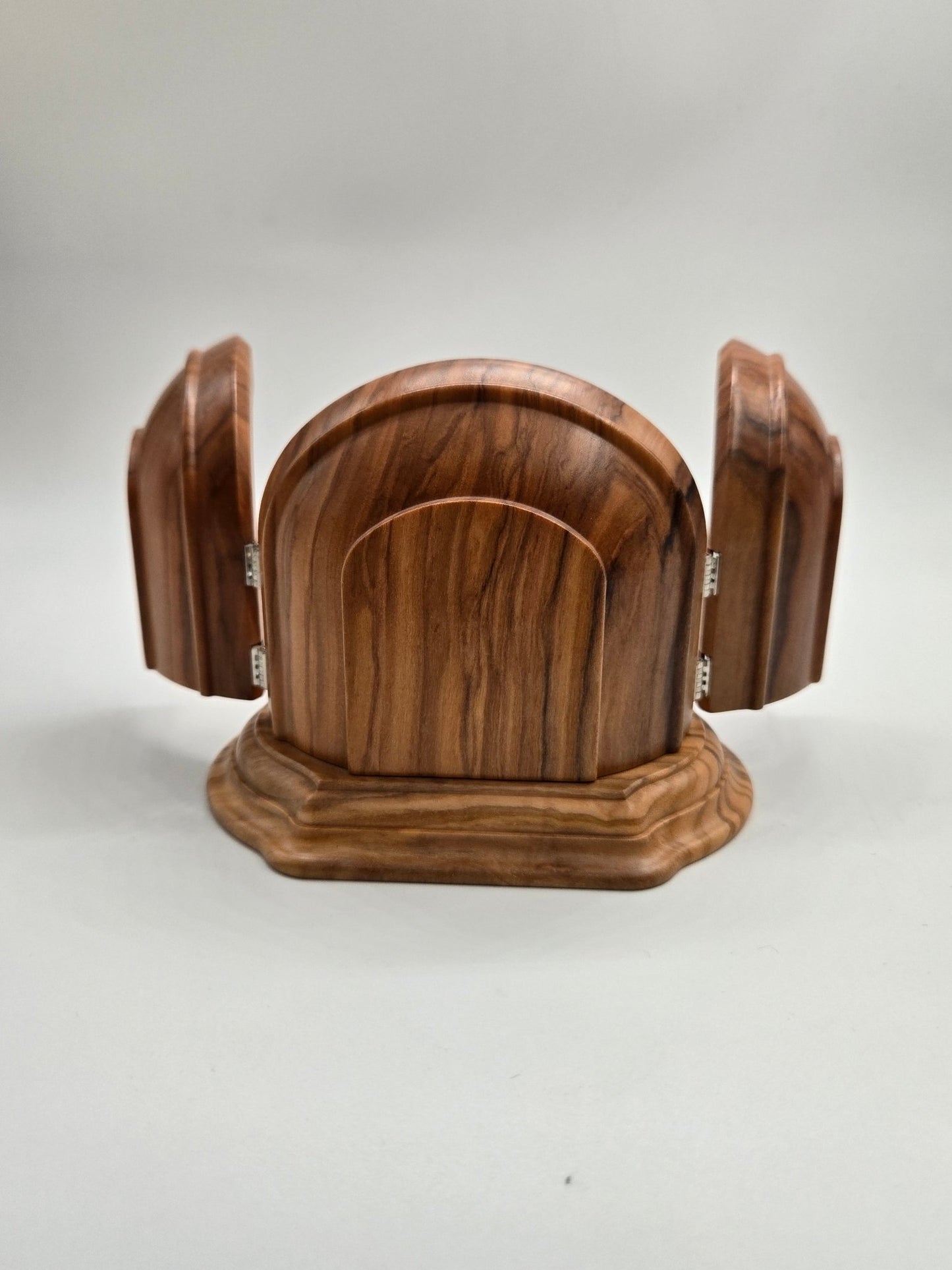 Olive Wood Triptych Nativity with Pewter Holy Family – Bethlehem, Holy Land - Christian Crafts