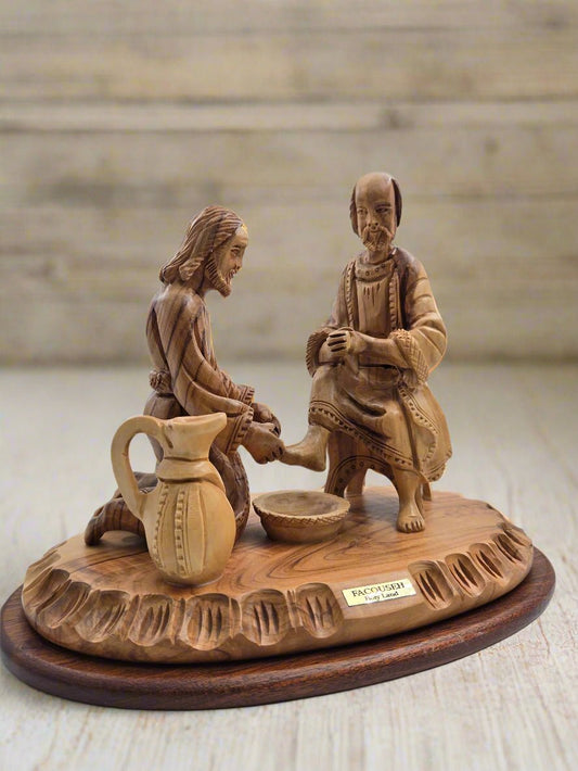 Olive Wood Washing of the Feet Figure - Christian Crafts
