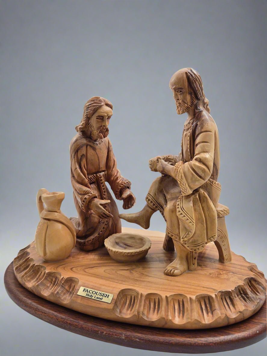 Olive Wood Washing of the Feet Figure - Christian Crafts