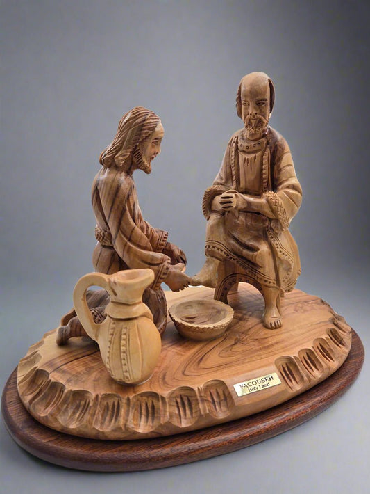 Olive Wood Washing of the Feet Figure - Christian Crafts