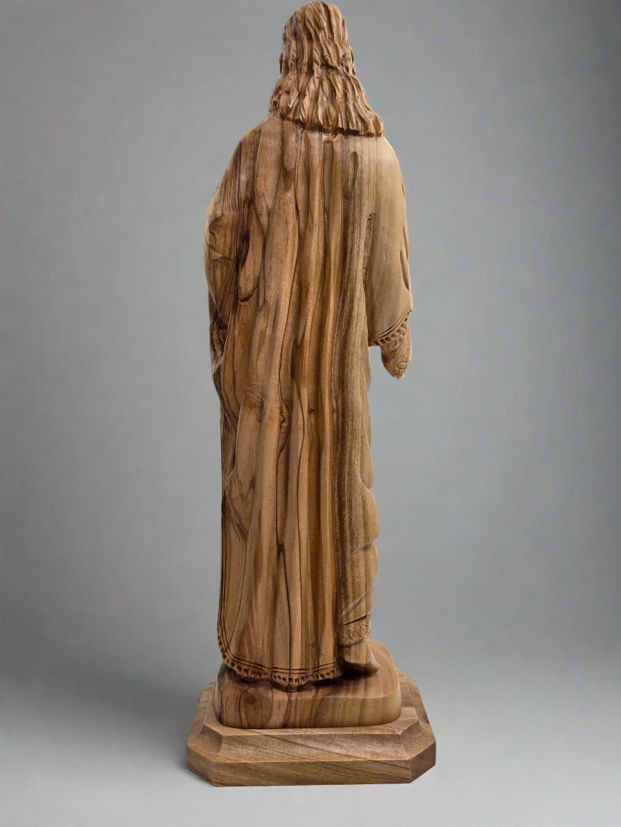 Sacred Heart Masterpiece | Hand - Carved Olive Wood (Holy Land) - Christian Crafts