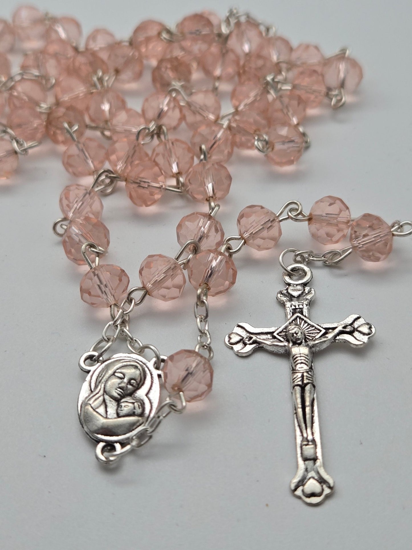 Sacred Holy Land Rosary: Olive Wood & Glass Beads with Holy Soil & Pewter Crucifix - Christian Crafts