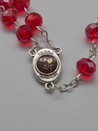 Crystal Rosary with Mary & Baby Jesus Icon and Jerusalem Soil – Multiple Colors