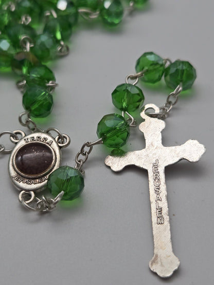 Crystal Rosary with Mary & Baby Jesus Icon and Jerusalem Soil – Multiple Colors