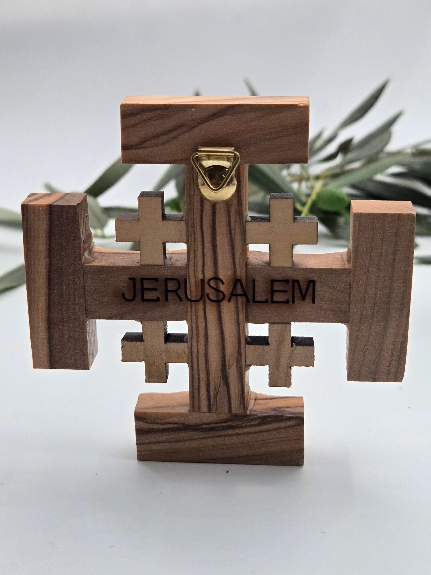 Authentic Olive Wood Jerusalem Cross - Handcrafted in the Holy Land - Christian Crafts