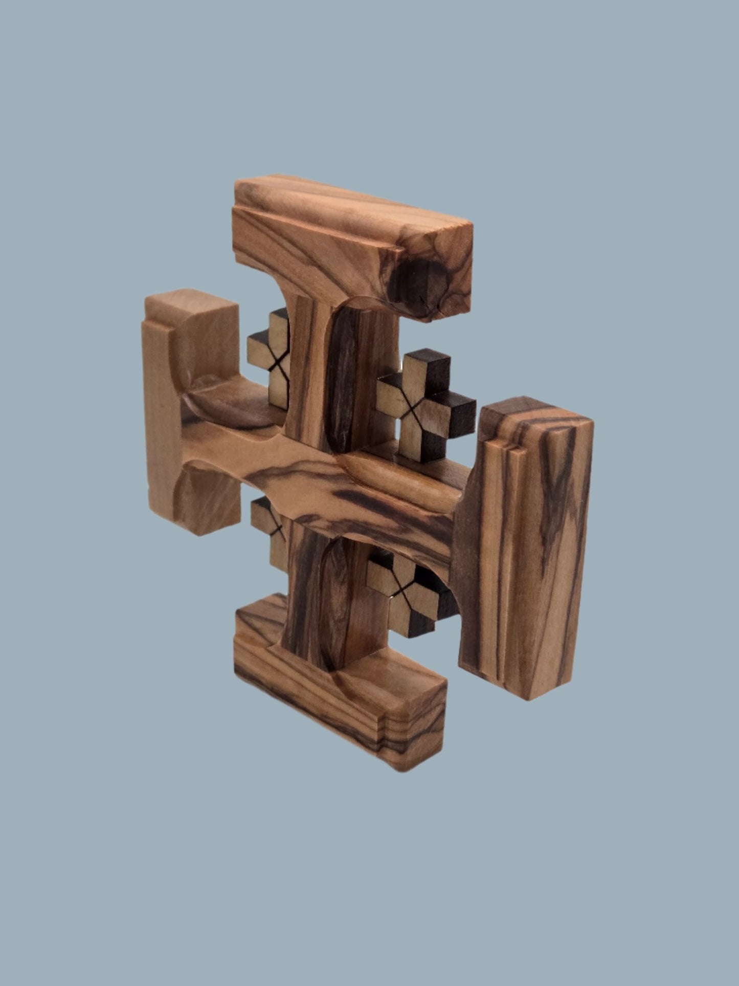 Authentic Olive Wood Jerusalem Cross - Handcrafted in the Holy Land - Christian Crafts