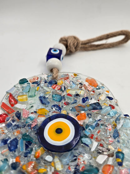Colorful Glass Hamsa with Evil Eye – Hand of Mary - Christian Crafts