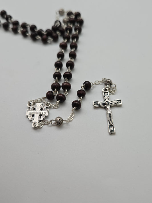Dark Olive Wood Rosary - Artisanal Devotional Piece from the Holy Land - Christian Crafts