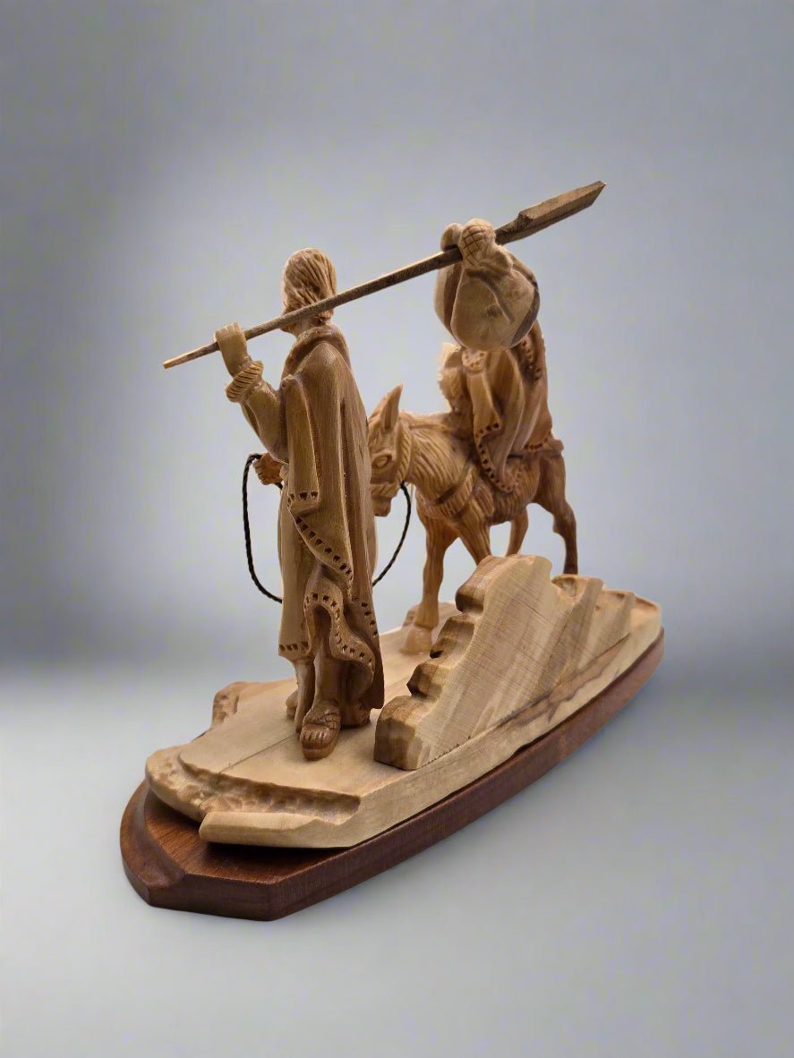 Flight into Egypt Olive Wood Figurine - Handcrafted in the Holy Land - Christian Crafts