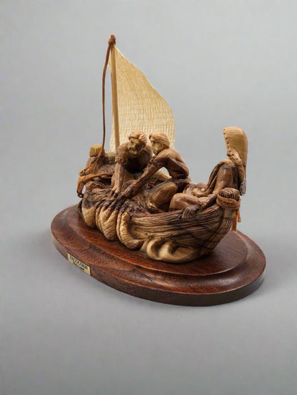 Hand - Carved Olive Wood 'Jesus the Fisherman' Statue from the Holy Land (The Fisherman) - Christian Crafts