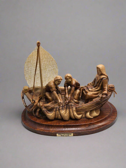 Hand - Carved Olive Wood 'Jesus the Fisherman' Statue from the Holy Land (The Fisherman) - Christian Crafts