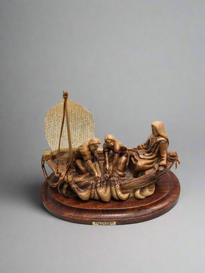 Hand - Carved Olive Wood 'Jesus the Fisherman' Statue from the Holy Land (The Fisherman) - Christian Crafts