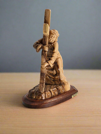 Hand - Carved Olive Wood Sculpture: Jesus on the Via Dolorosa - Christian Crafts