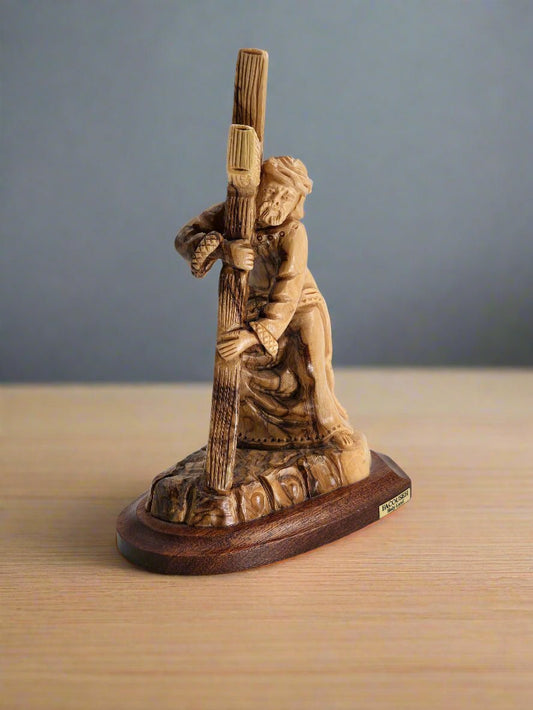Hand - Carved Olive Wood Sculpture: Jesus on the Via Dolorosa - Christian Crafts