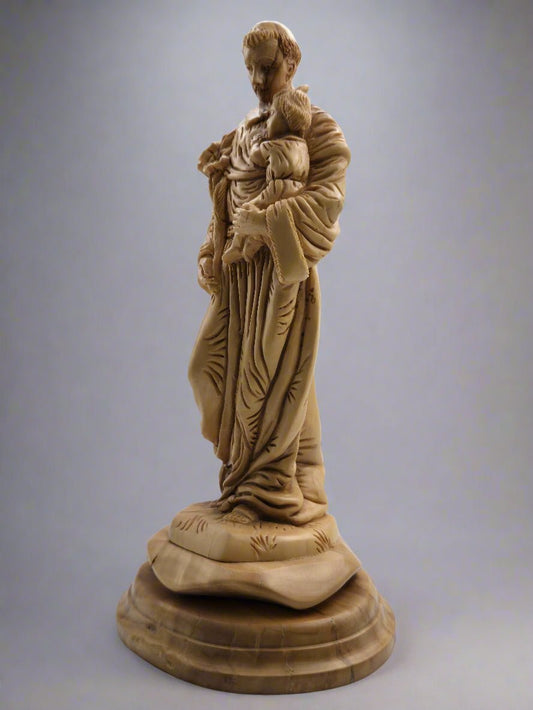 Hand - Carved Olive Wood St. Peter with Jesus Statue from Bethlehem - Christian Crafts