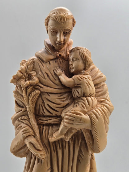 Hand - Carved Olive Wood St. Peter with Jesus Statue from Bethlehem - Christian Crafts