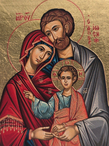 Holy Family Lithography Icon - Handcrafted in the Holy Land - Christian Crafts