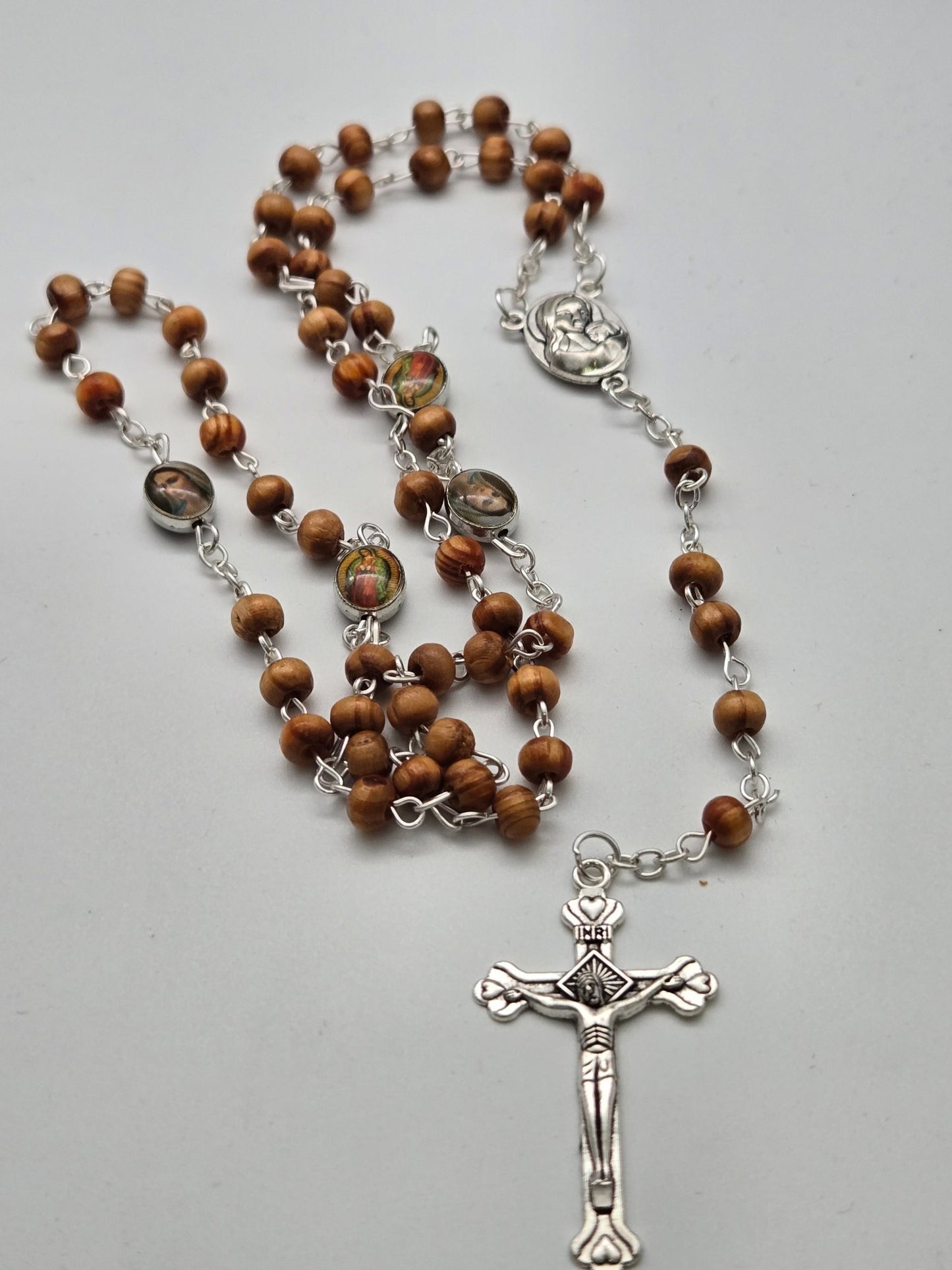 Jerusalem Earth Rosary with Holy Land Soil - Natural Wood Devotional Beads - Christian Crafts