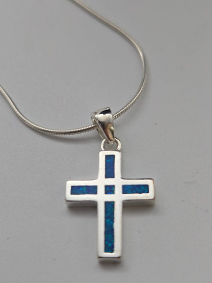 JRL17 - opal stone simple cross - Christian Crafts