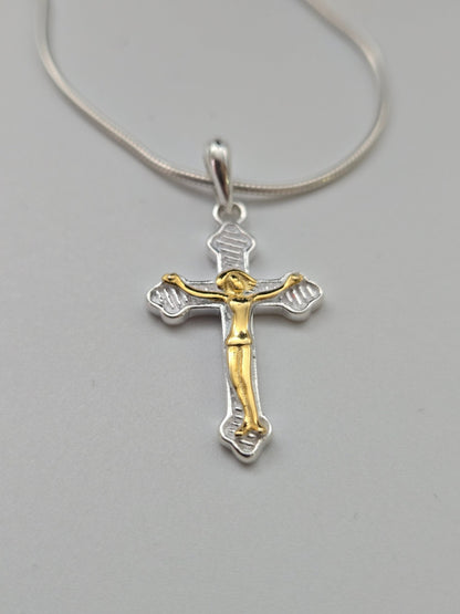JRL20 - simple cross with gold plated Jesus - Christian Crafts