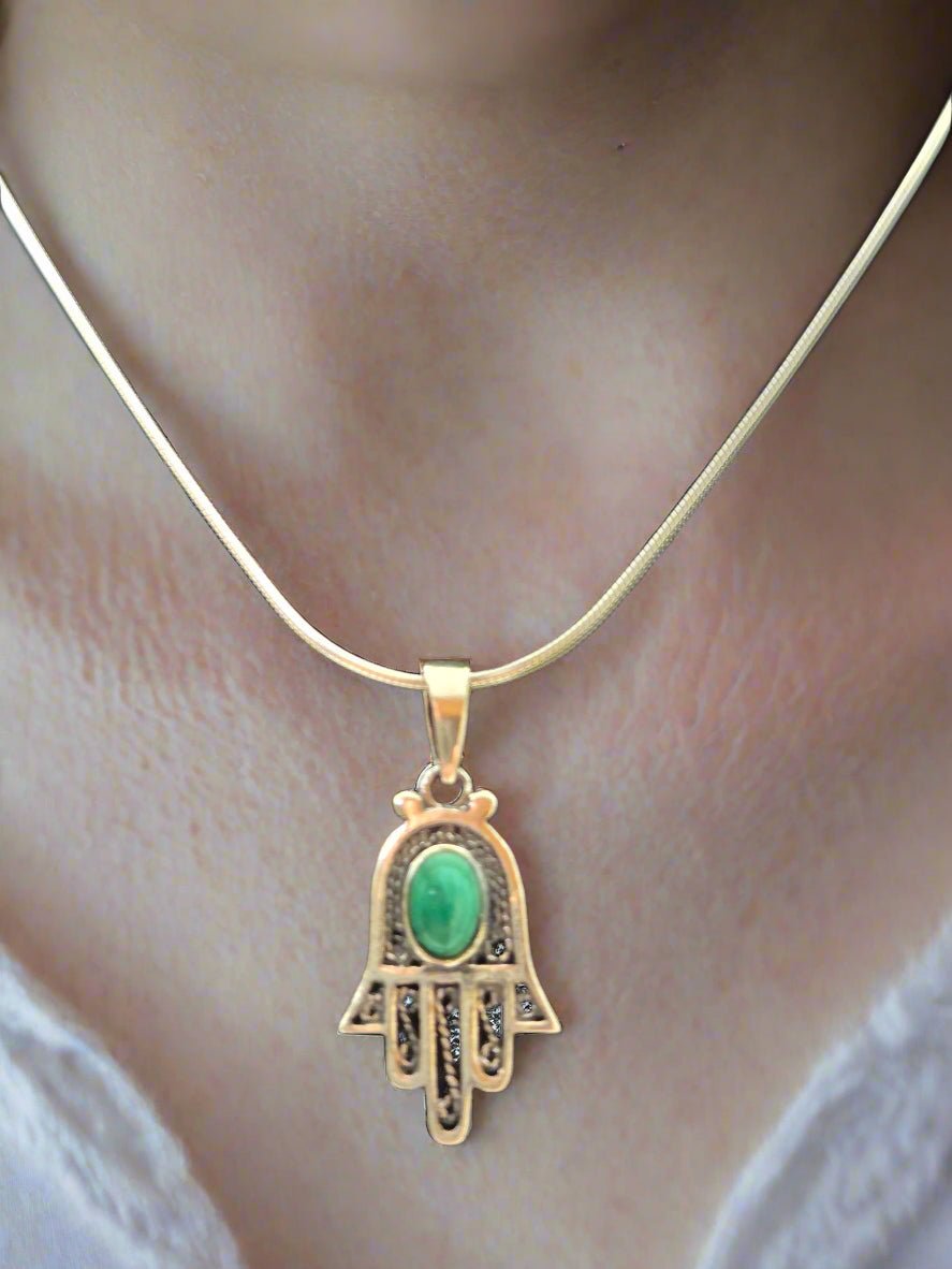 JRL21 - khamsa with eilat stone - Christian Crafts