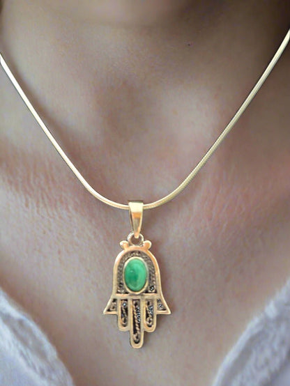 JRL21 - khamsa with eilat stone - Christian Crafts