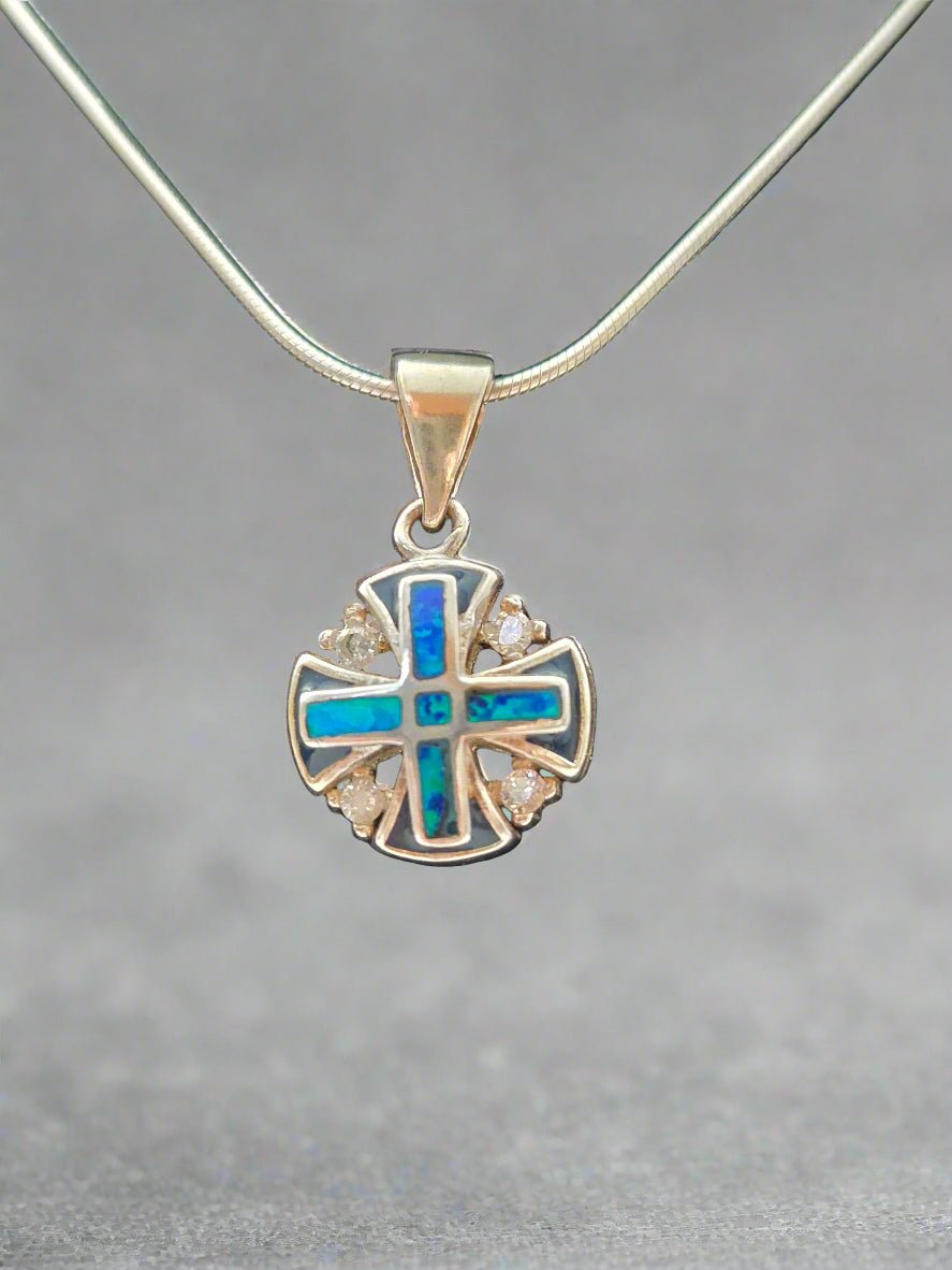 JRL22 - opal stone Jerusalem cross - Christian Crafts