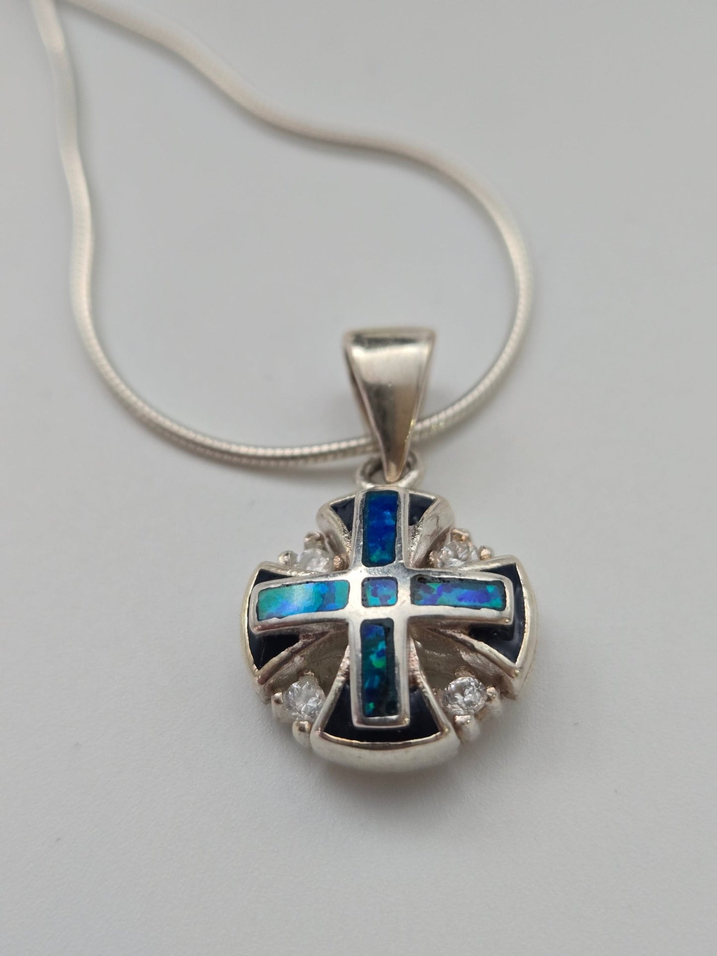JRL22 - opal stone Jerusalem cross - Christian Crafts