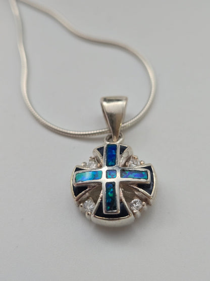 JRL22 - opal stone Jerusalem cross - Christian Crafts