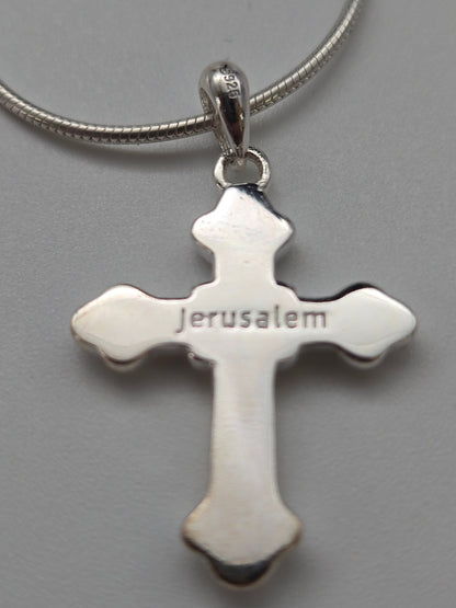 JRL25 - silver cross with gold plated Jesus - Christian Crafts