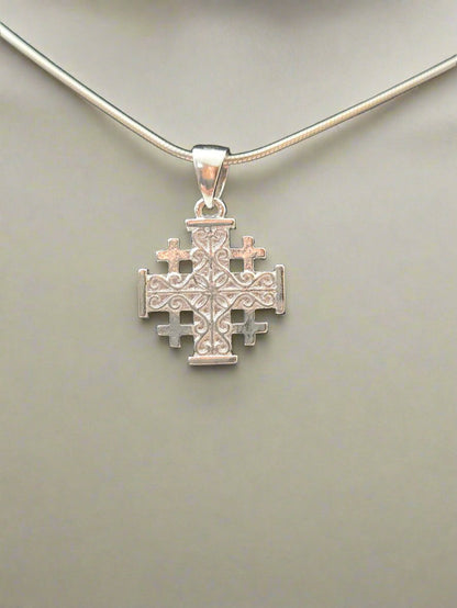 JRL31 - 925 sliver Jerusalem cross with filigree carvings - Christian Crafts